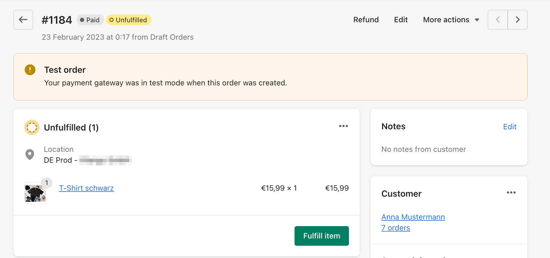 create Fulfillment create Fulfillment